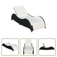 Leżaki ogrodowe - The Living Store Leżak ogrodowy z poduszką - polirattan - czarny - Leżak - miniaturka - grafika 1