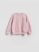 Bluzy dla dziewczynek - Reserved - Gładka bluza z modalem - pastelowy róż - miniaturka - grafika 1