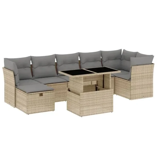 Zestaw mebli ogrodowych modułowych beżowy rattan PE 62 x 62 x 69 cm