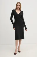 Sukienki - Calvin Klein sukienka kolor czarny midi rozkloszowana K20K208102 - miniaturka - grafika 1