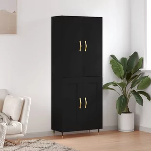 vidaXL Witrynka, czarna, 69,5x34x180 cm, materiał drewnopochodny - Witryny - miniaturka - grafika 1