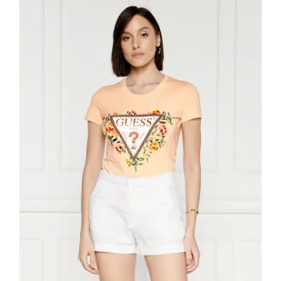 GUESS T-shirt TRIANGLE FLOWERS | Regular Fit - Koszulki i topy damskie - miniaturka - grafika 1