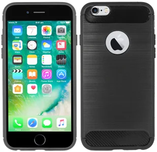 cofi1453® Etui silikonowe Carbon kompatybilne z iPhone 6 / 6S Etui TPU Miękkie etui na telefon komórkowy Pokrowiec ochronny Czarny - Etui i futerały do telefonów - miniaturka - grafika 1