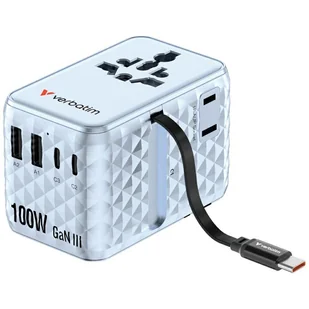 Verbatim Adapter podróżny EU/UK/US GaN 2xUSB-C/2xUSB-A/1xUSB-C PD 100W niebieski 30192 - Powerbanki Verbatim Adapter podróżny EU/UK/US GaN 2xUSB-C/2xUSB-A/1xUSB-C PD 100W niebieski 30192 - Powerbanki - miniaturka - grafika 1