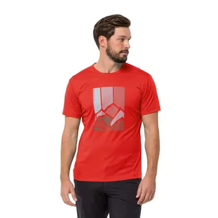 Koszulki męskie - T-shirt męski Jack Wolfskin PEAK GRAPHIC T M strong red - S - grafika 1