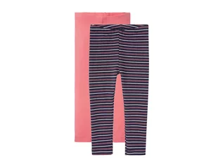 Spodnie i spodenki dla dziewczynek - LUPILU LUPILU Legginsy termiczne dziewczęce, 2 pary (98/104, pasy granatowy/różowy) - grafika 1