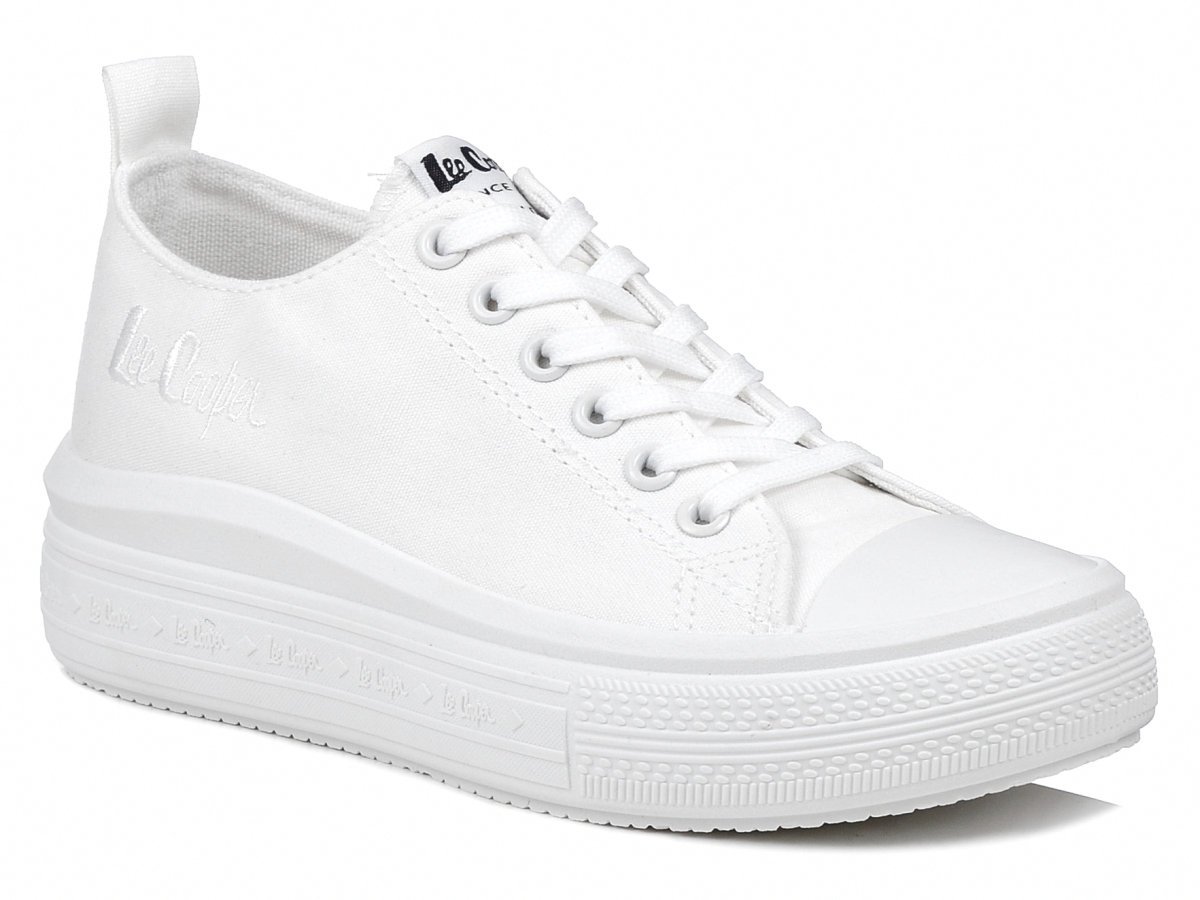 Trampki damskie całe białe Lee Cooper 3221 na platformie tekstylne-39
