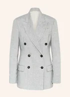 Marynarki i żakiety damskie - Brunello Cucinelli Blezer Z Lnu Z Błyszczącą Przędzą grau - miniaturka - grafika 1