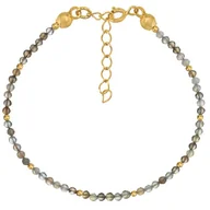 Bransoletki - Bransoletka srebrna pozłacana z kamieni naturalnych agat botswana - miniaturka - grafika 1