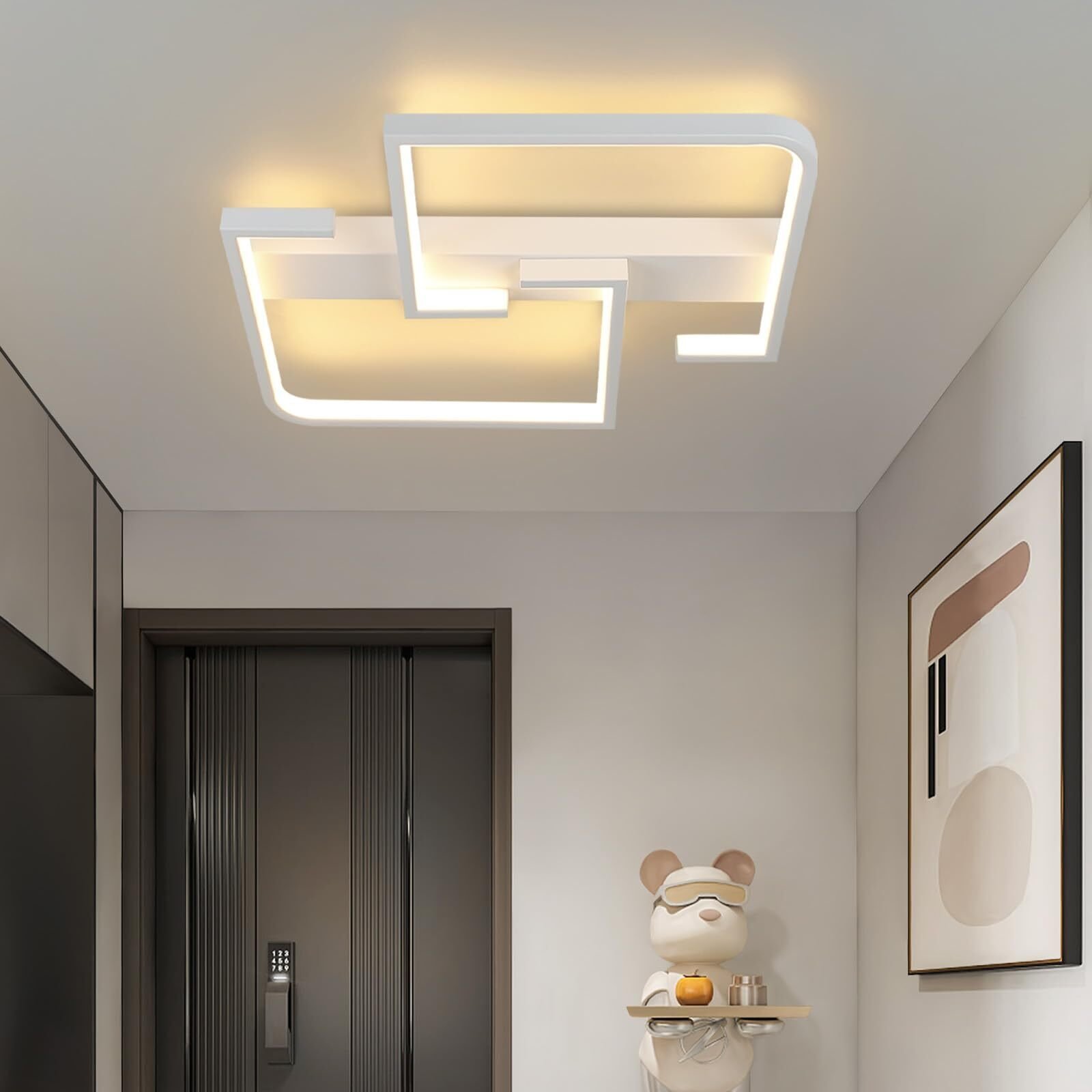 ZMH Lampa Sufitowa LED Biały Przedpokój Kuchnia Mała 19W 30CM Sypialnia Ciepła Biel Nowoczesna Geometryczna Lampa Design
