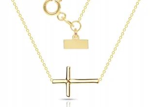 CELEBRYTKA ZŁOTY NASZYJNIK GWIAZD KRZYŻYK 585 50cm - Naszyjniki - miniaturka - grafika 1