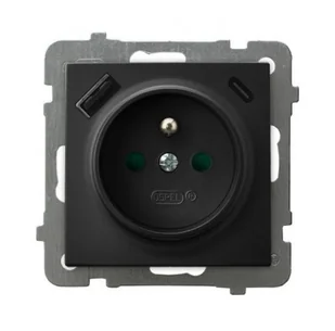 Ospel gniazdo pojedyncze z ładowarką USB A+C  AS - czarny metalik - Gniazdka elektryczne - miniaturka - grafika 1