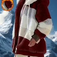 Kurtki damskie - TEMU Yudomi Kierunkowa Pikowana Kurtka w Bloki Kolorów, Casualowa Kurtka z Kapturem na Zamek z Sznurkiem i Długim Rękawem, Odzież Damska - miniaturka - grafika 1