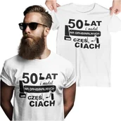 Gadżety dla niej i dla niego - Koszulka na urodziny na 50 pięćdziesiątkę z nadrukiem 50 lat i nadal na oryginalnych częściach - miniaturka - grafika 1