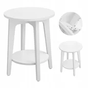 Ławy i stoliki kawowe - Mały stolik kawowy okrągły 40x40x50cm biały z dolną półką nowoczesny - miniaturka - grafika 1