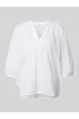 Bluzki damskie - bluzka koszulowa o kroju relaxed fit mieszanka lnu i bawełny model 'ALBERTA - Selected Femme - miniaturka - grafika 1