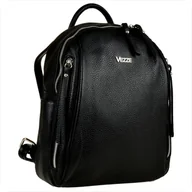 Torebki damskie - VEZZE Plecak skórzany czarny włoski srebrne okucia - miniaturka - grafika 1