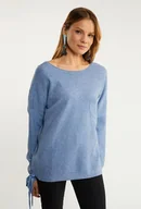 Swetry damskie - Sweter damski z ozdobnym wiązaniem - Monnari - miniaturka - grafika 1