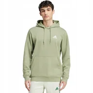 Bluzy męskie - Bluza męska adidas Essentials Fleece Hoodie zielona JJ4662 M - miniaturka - grafika 1