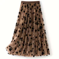 Spódnice - TEMU Spﾃｳdnica maxi damska elegancka w kwiaty, dopasowana z rozszerzanym doﾅＦm - na okazje formalne/na imprezy/codzienne wyjﾅ嫩ia, caﾅＰroczny stylowy - miniaturka - grafika 1