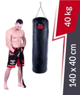 Worki treningowe - RING Worek bokserski Premium ze skóry naturalnej 40kg czarny - miniaturka - grafika 1