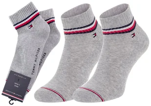 TOMMY  HILFIGER MĘSKIE SKARPETY SKARPETKI STOPKI 2P GREY 100001094 085 - Rozmiar: 47-49 - Skarpetki męskie - miniaturka - grafika 1