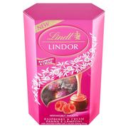 Inne słodycze - Lindt Lindor Praliny z czekolady mlecznej z nadzieniem o smaku malinowo-śmietankowym 200 g - miniaturka - grafika 1
