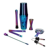 Shakery barmańskie - Zestaw barmański 9 el, shaker tin on tin, tęczowy - miniaturka - grafika 1