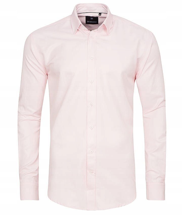 KOSZULA MĘSKA DI SELENTINO RÓŻOWA GŁADKA SLIM FIT - Shirt: 46