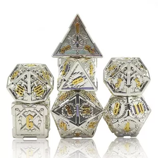 Kostki Rpg Zbroja Paladyna Zestaw 7 Metalowych Kości - Akcesoria do gier planszowych - miniaturka - grafika 1