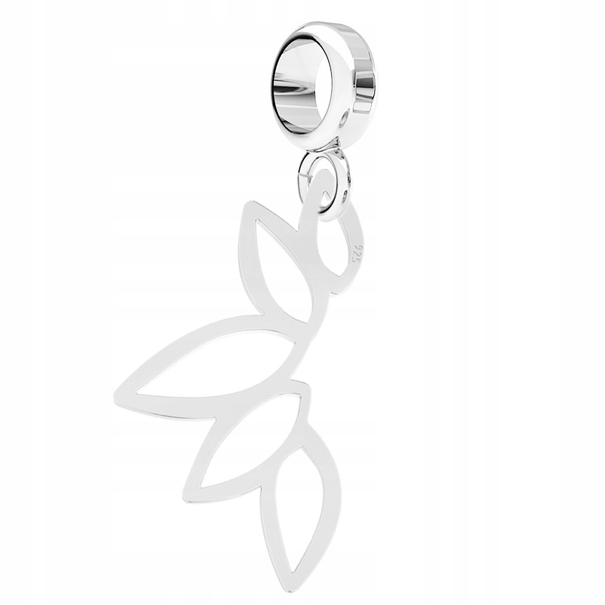Charms Srebrny z Liściem Lotosu Ażurowy Liść Listek Lotos SREBRO 925
