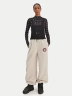 Spodnie damskie - adidas Ogrodniczki Moon Boot JM1106 Beżowy Loose Fit - miniaturka - grafika 1