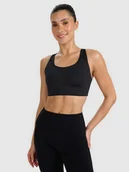 Bielizna sportowa damska - 4F Biustonosz treningowy ze średnim wsparciem - czarny L - miniaturka - grafika 1