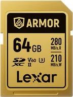 Karty pamięci - Lexar Karta Pamięci SDXC ARMOR Gold UHS-II U3, Stal Nierdzewna, IP68 R280/W210 64GB 843367138555 - miniaturka - grafika 1
