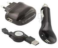 Ładowarki do telefonów - Esperanza ZESTAW ŁADOWAREK 1000mA SIEC/SAM USB/microUSB EZ116 - miniaturka - grafika 1