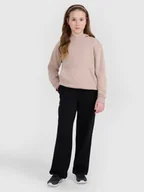 Spodnie i spodenki dla dziewczynek - 4F Spodnie dresowe z szerokimi nogawkami dziewczęce - czarne 122 (6-7 lat) - miniaturka - grafika 1