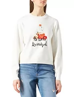 Swetry damskie - Desigual Sweter damski JERS_pambtomaquet, biały, XL - miniaturka - grafika 1