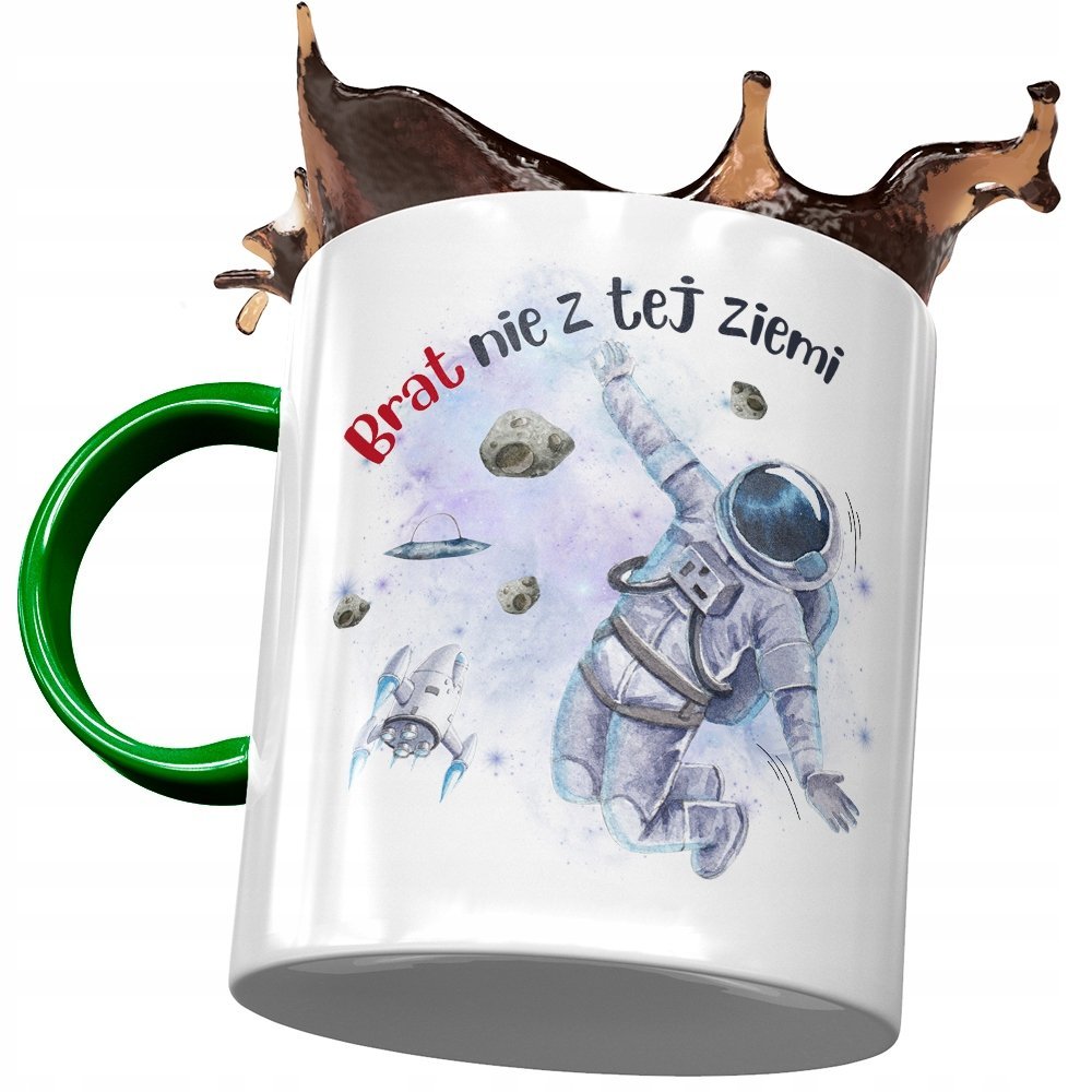 Kubek Zielony Dla Brata na Urodziny Prezent z Nadrukiem ze Zdjęciem + Opakowanie na prezent (wzór 02)