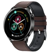 Smartwatch - Garett Men Elegance RT ciemny brąz, skórzany - miniaturka - grafika 1