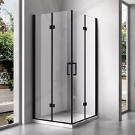 Kabiny prysznicowe - Kabina prysznicowa drzwi składane czarna kwadratowa 100x100 KZ08D - miniaturka - grafika 1