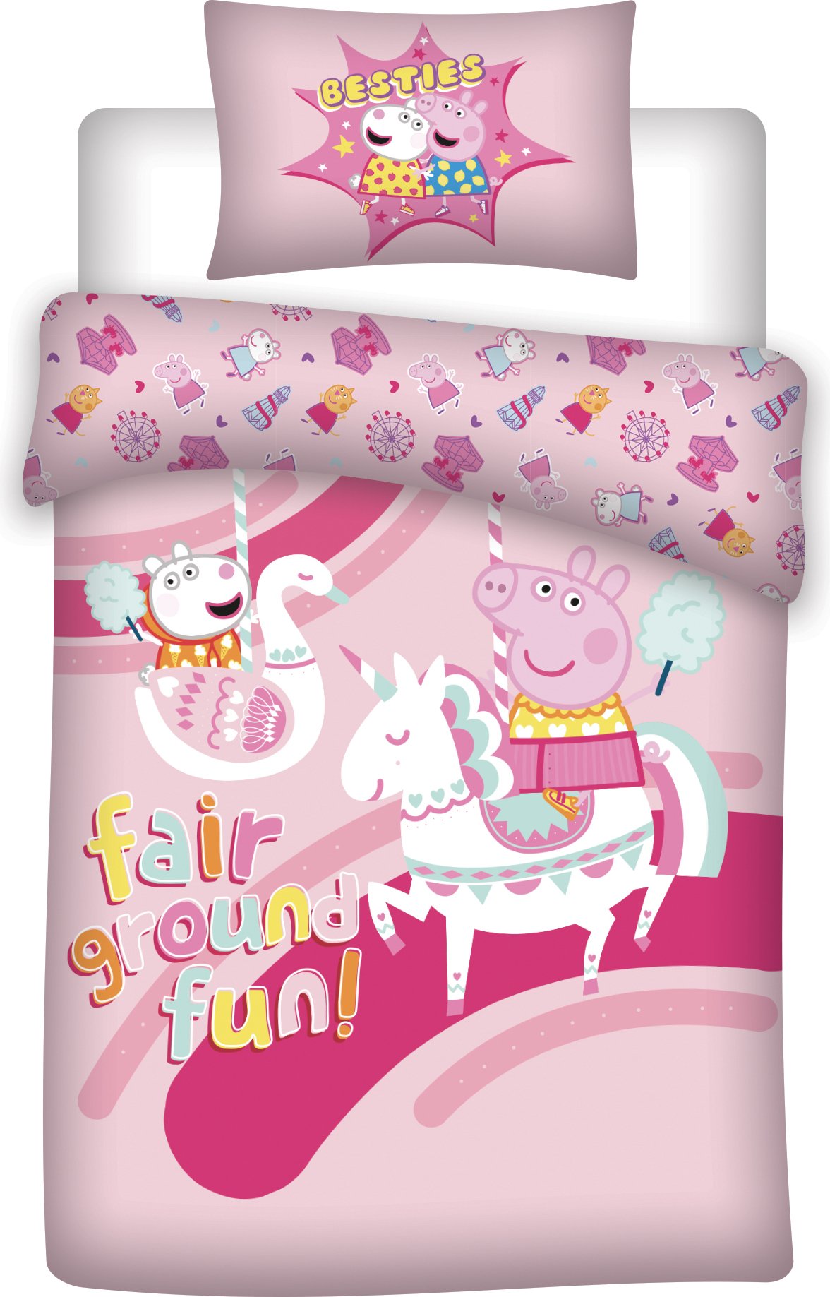Pościel dziecięca Peppa Pig - poszwa na kołdrę 140x200 cm i poszewka na poduszkę 65x65 cm do pokoju dziecięcego