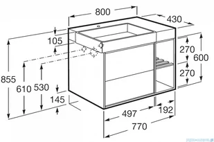 Roca Tura Unik zestaw szafka z umywalką lewa 80x43x60 TERAKOTA A852028560 - Szafki łazienkowe - miniaturka - grafika 2