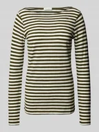 Bluzki damskie - Bluzka z długim rękawem o kroju slim z czystej bawełny - miniaturka - grafika 1