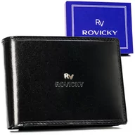 Portfele - Elegancki portfel męski ze skóry naturalnej z ochroną kart RFID Rovicky, czarny - miniaturka - grafika 1