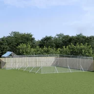 Sprzęt podróżny i transportery dla psów - vidaXL Kojec dla psa, z dachem, srebrny, 10x8x2,5m, stal galwanizowana - miniaturka - grafika 1