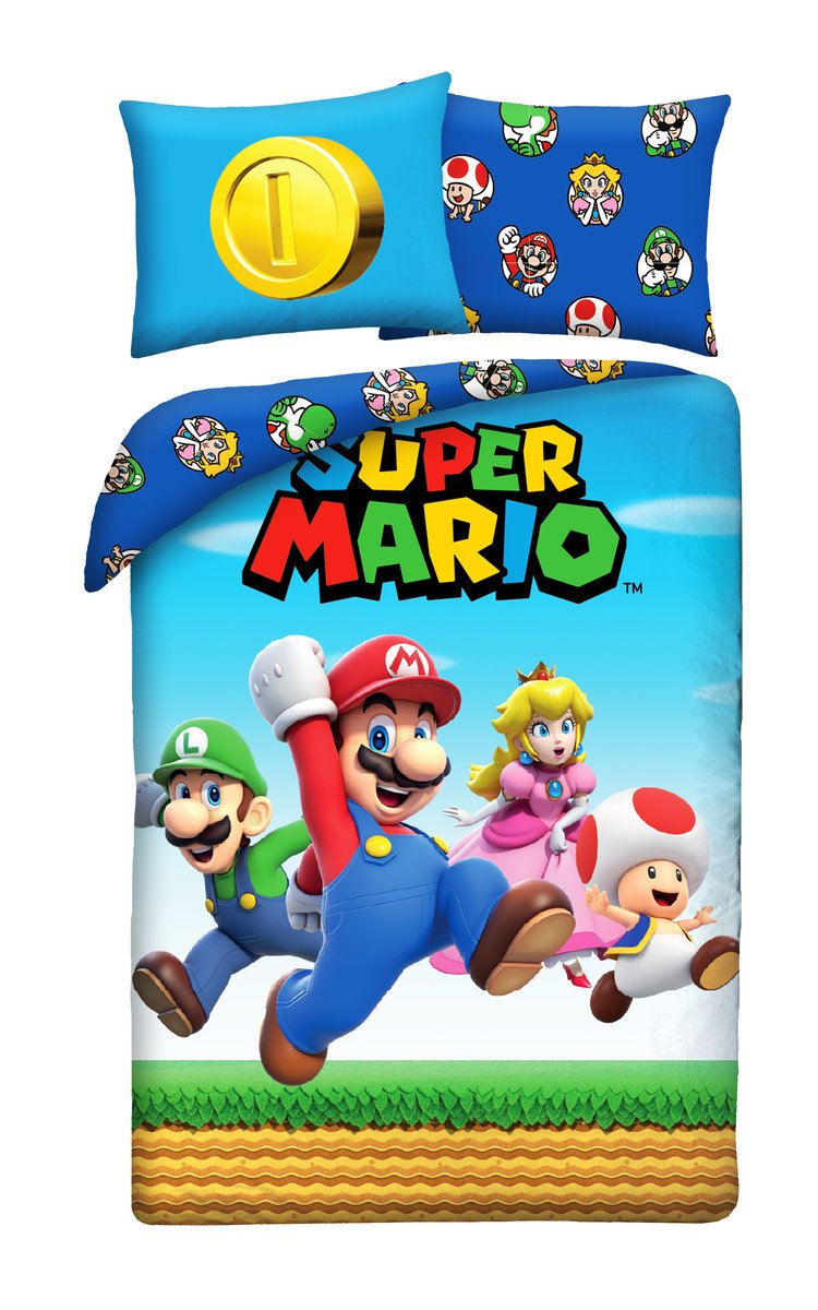 Pościel dziecięca Super Mario 140 x 200 cm Halantex Mikrofibra Nitendo Game