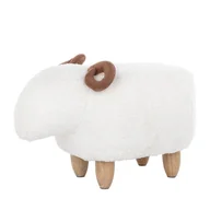Taborety i hokery - Beliani Pufa tapicerowana biała LAMB - miniaturka - grafika 1