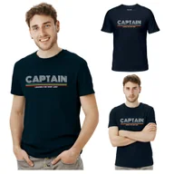 Koszulki męskie - Koszulka męska BAWEŁNA TURECKA granatowa z nadrukiem, T-shirt Captain Mike XXL - miniaturka - grafika 1