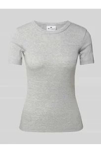 T-shirt z prążkowanym okrągłym dekoltem - Champion - Koszulki i topy damskie - miniaturka - grafika 1