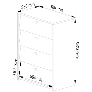 Szafka na buty 4 uchylne drzwiczki 60 cm - olcha - Szafki na buty - miniaturka - grafika 3